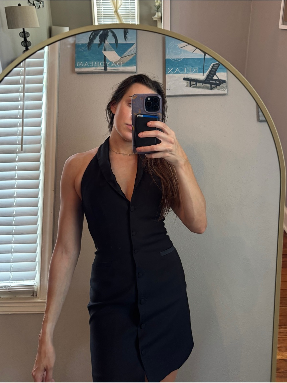 Zara Black Halter Button-Front Dress